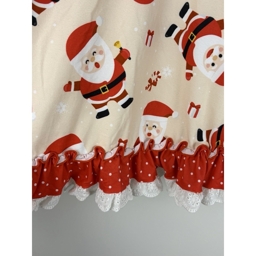 Oopsie Daisy Dress With Santa Claus Print & Ruffled Hem & Bloomers 4T - Picture 2 of 5